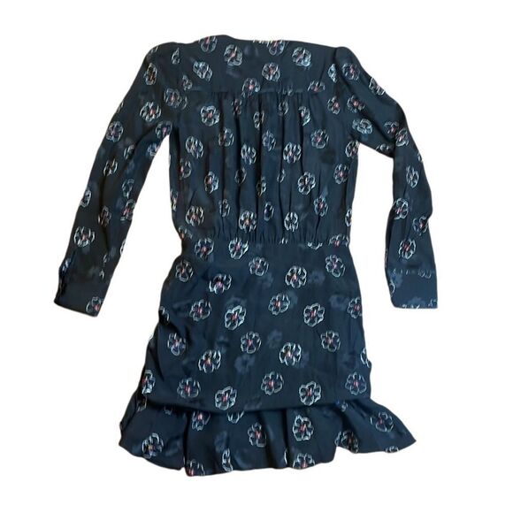 Veronica Beard Anders Dress Black Silk Stretch Floral Long Sleeve Size 4 - Picture 5 of 9